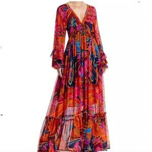 Farm Rio Vintage Wave Long Sleeve Maxi Dress